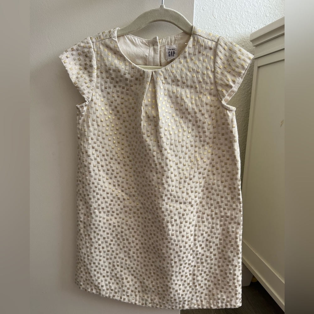 Baby Gap, holiday, Christmas, beige, gold, metallic dress, size 2t & 4t